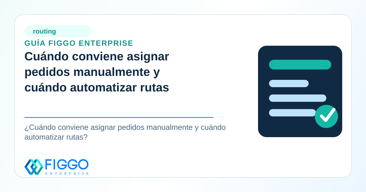 Infografia de Figgo Enterprise sobre: Cuándo conviene asignar pedidos manualmente y cuándo automatizar rutas